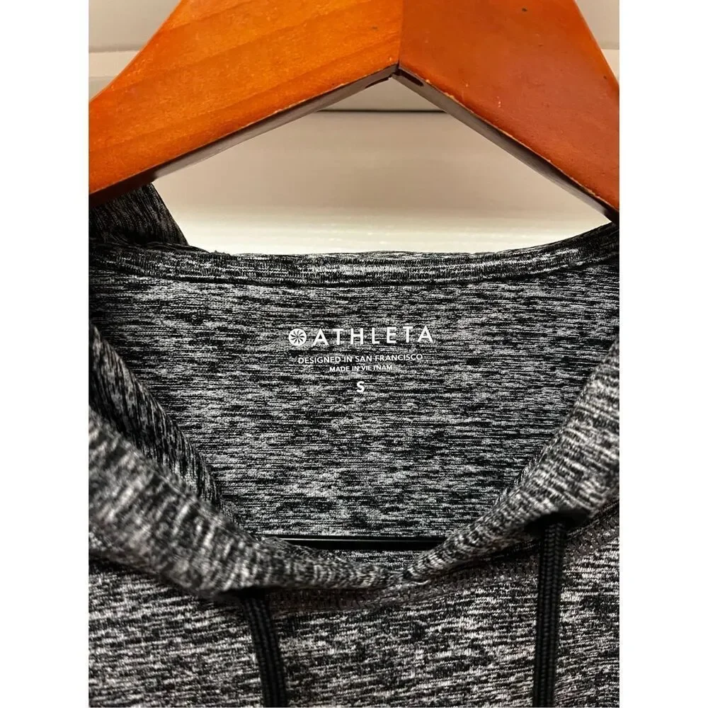 Athleta Gray Space Dye Uptempo Cropped Thump Hole Hoodie sz S NWOT